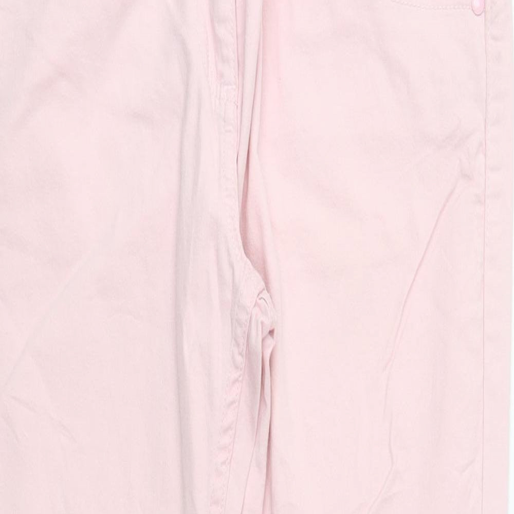 Gina Womens Pink Cotton Straight Jeans Size 14 Regular Zip