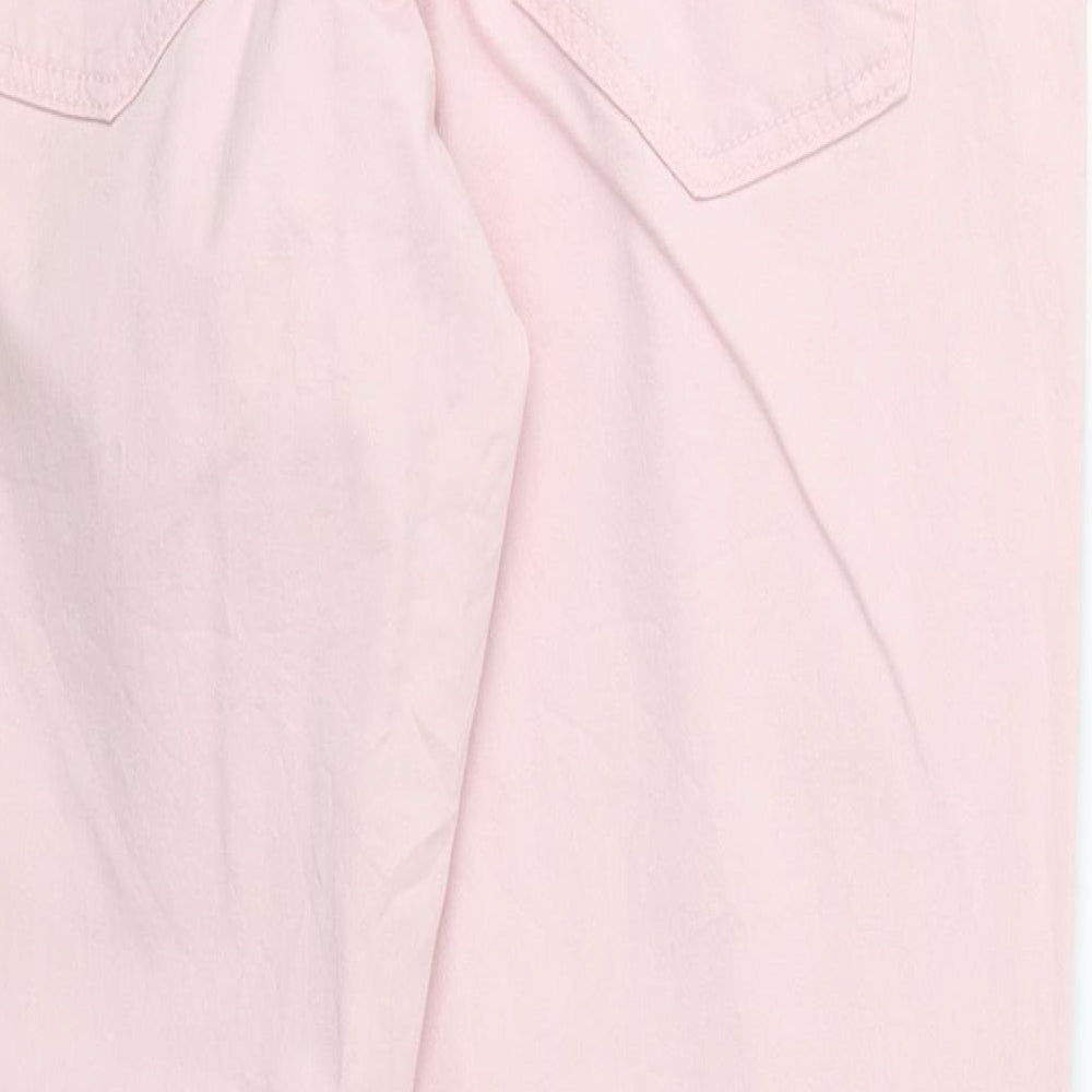 Gina Womens Pink Cotton Straight Jeans Size 14 Regular Zip