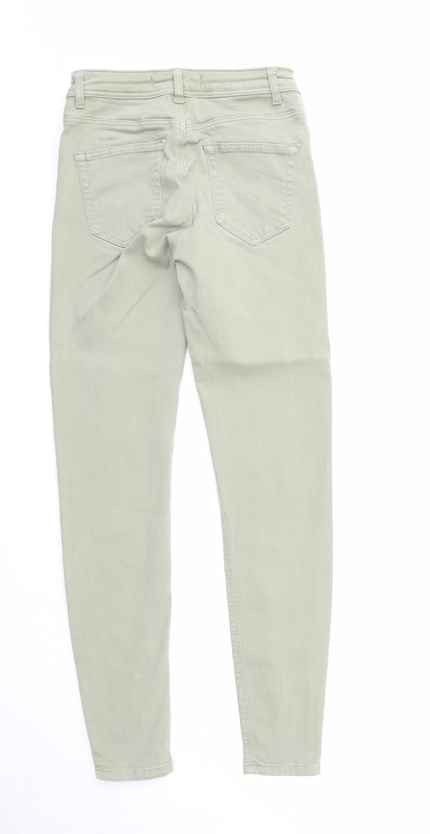 Zara Womens Green Cotton Skinny Jeans Size 8 Regular Zip - Waist 21 inches