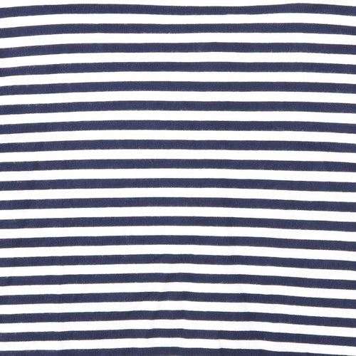 Alison Andrews Womens Blue Boat Neck Striped Viscose Cardigan Jumper Size XL