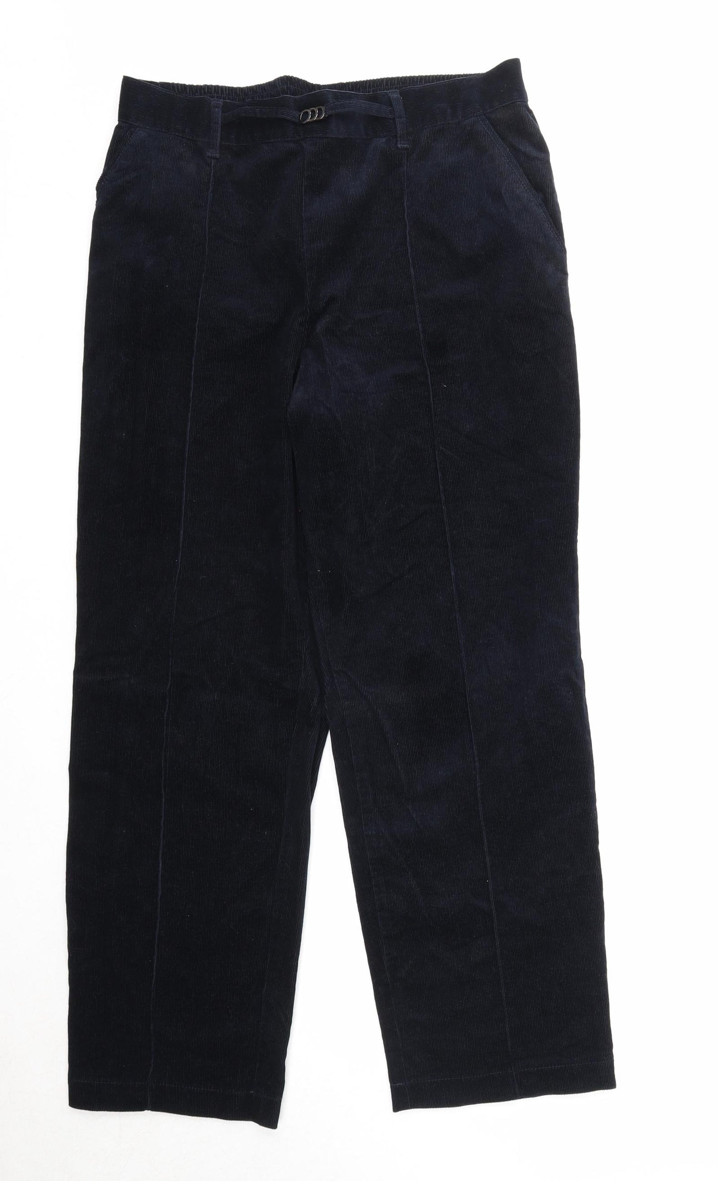 Marks and Spencer Womens Blue Cotton Trousers Size 12 Regular Zip