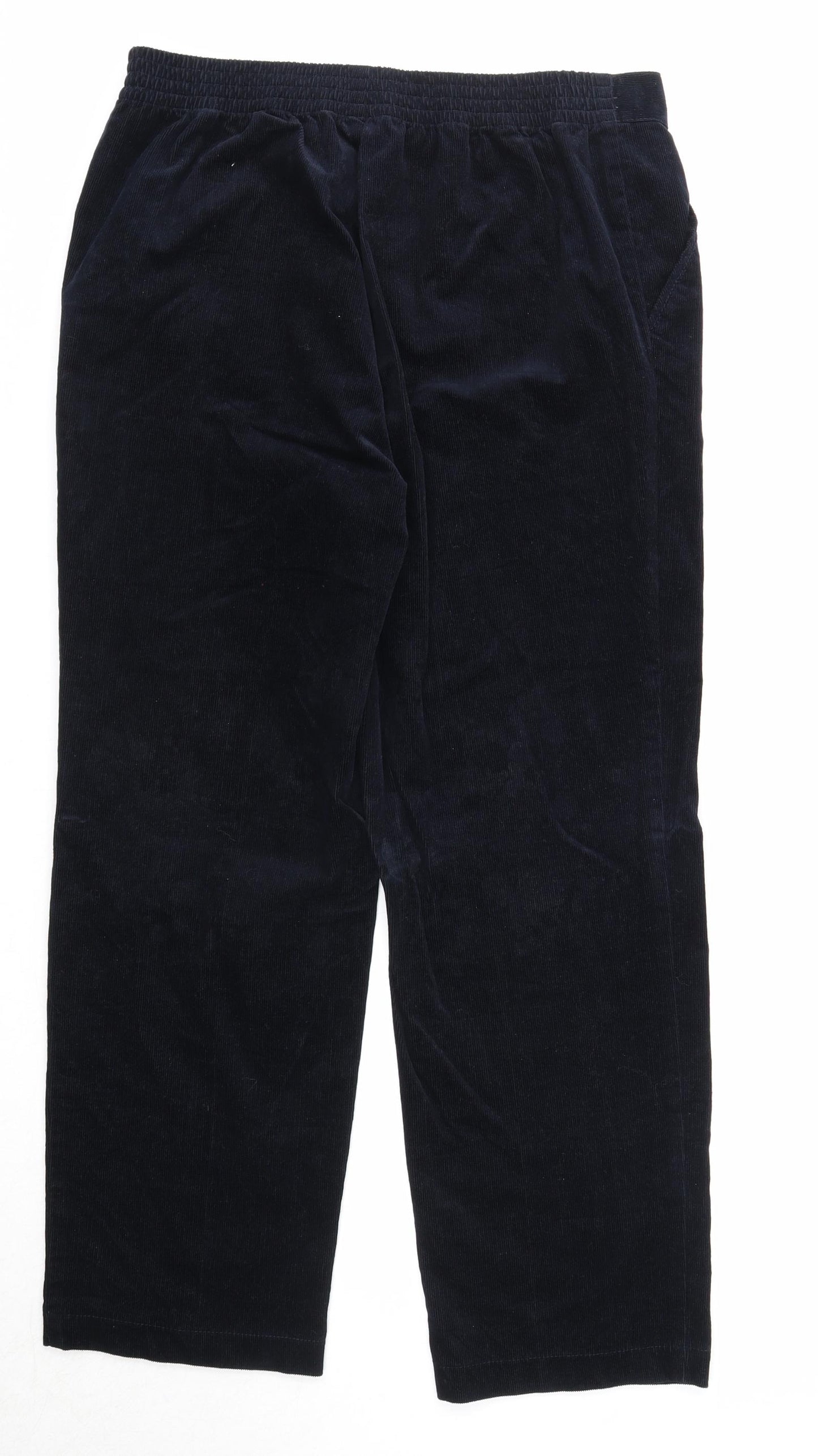 Marks and Spencer Womens Blue Cotton Trousers Size 12 Regular Zip