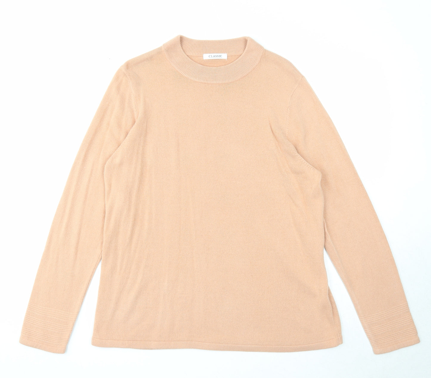 Marks and Spencer Womens Beige Mock Neck Acrylic Pullover Jumper Size 18