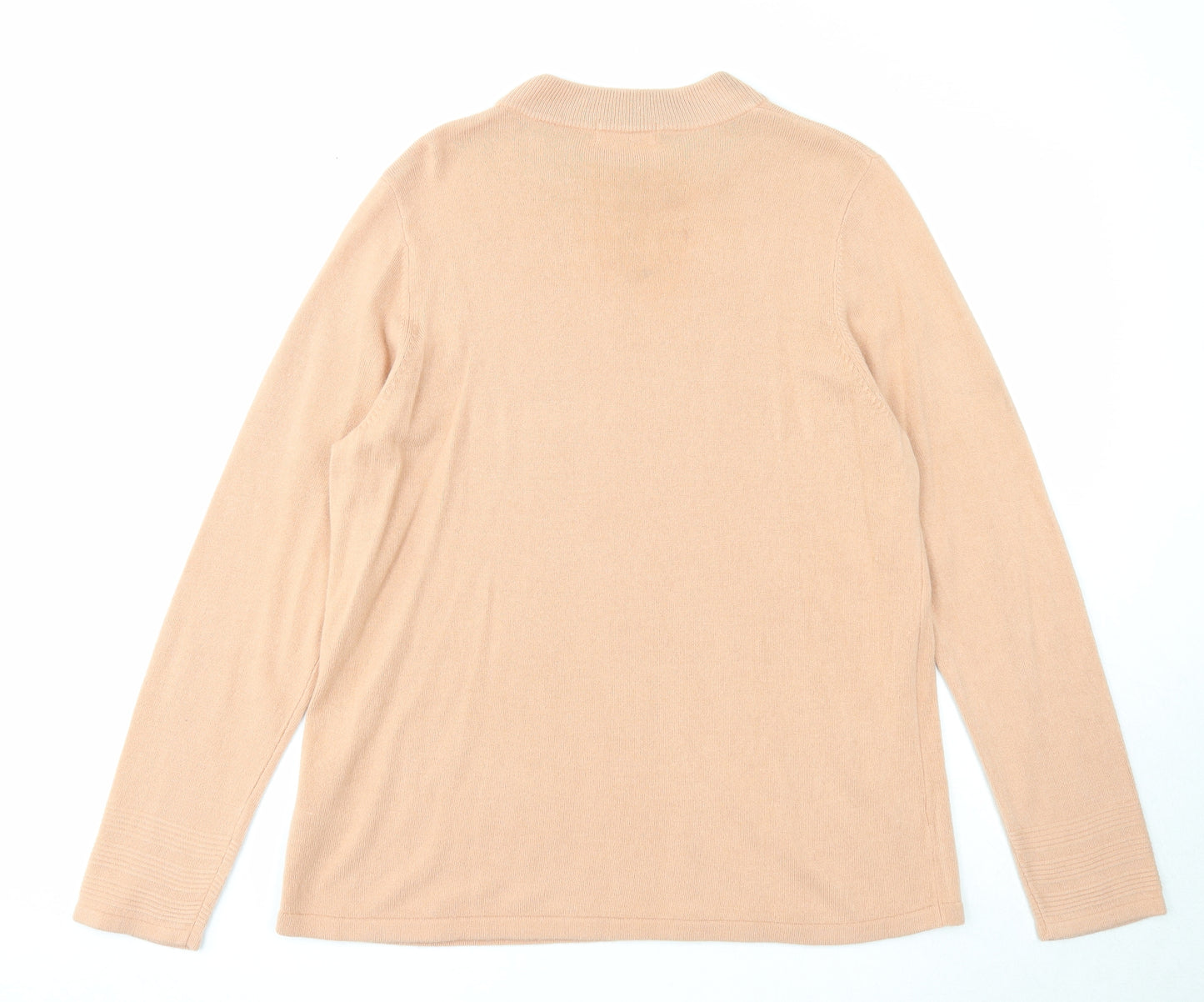 Marks and Spencer Womens Beige Mock Neck Acrylic Pullover Jumper Size 18