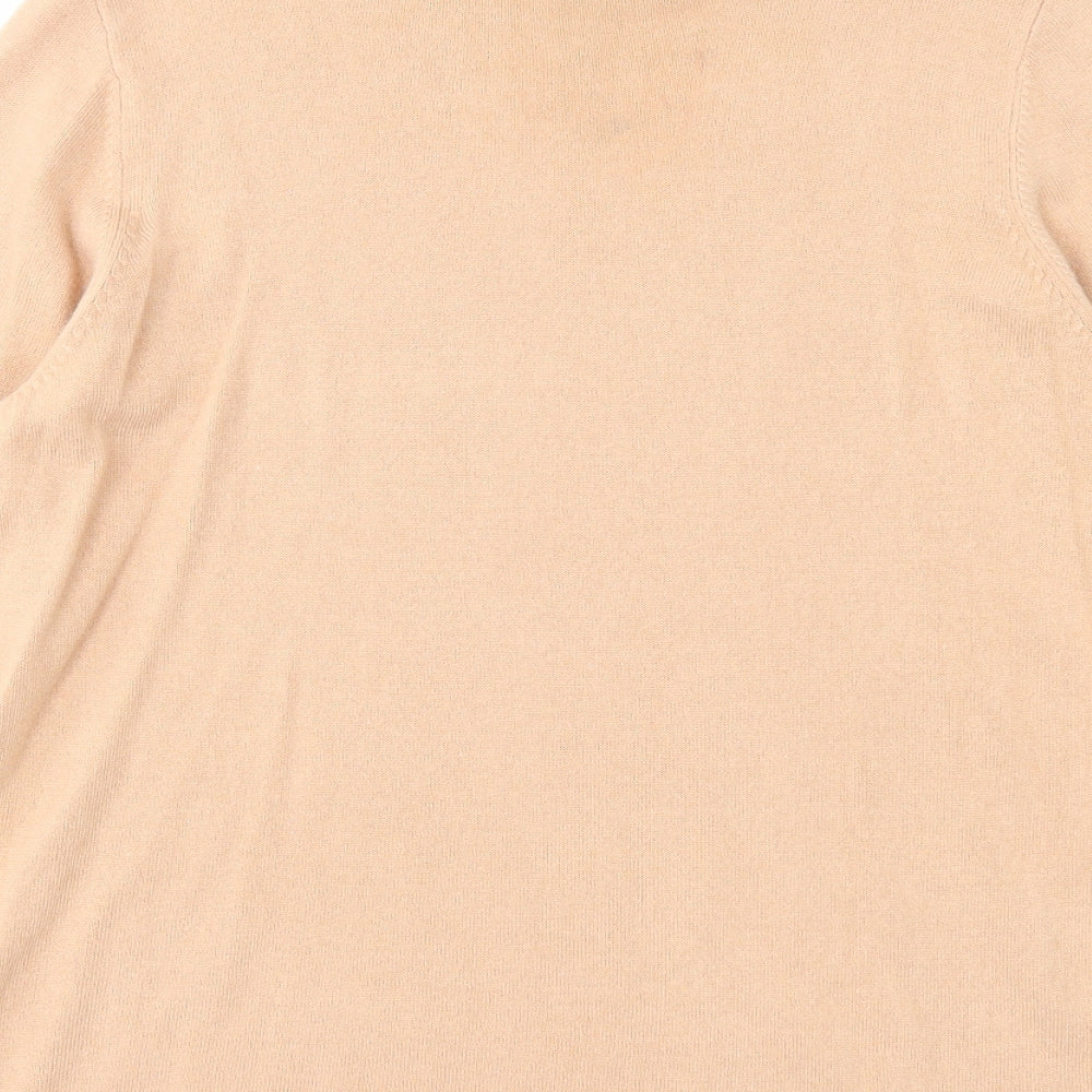 Marks and Spencer Womens Beige Mock Neck Acrylic Pullover Jumper Size 18