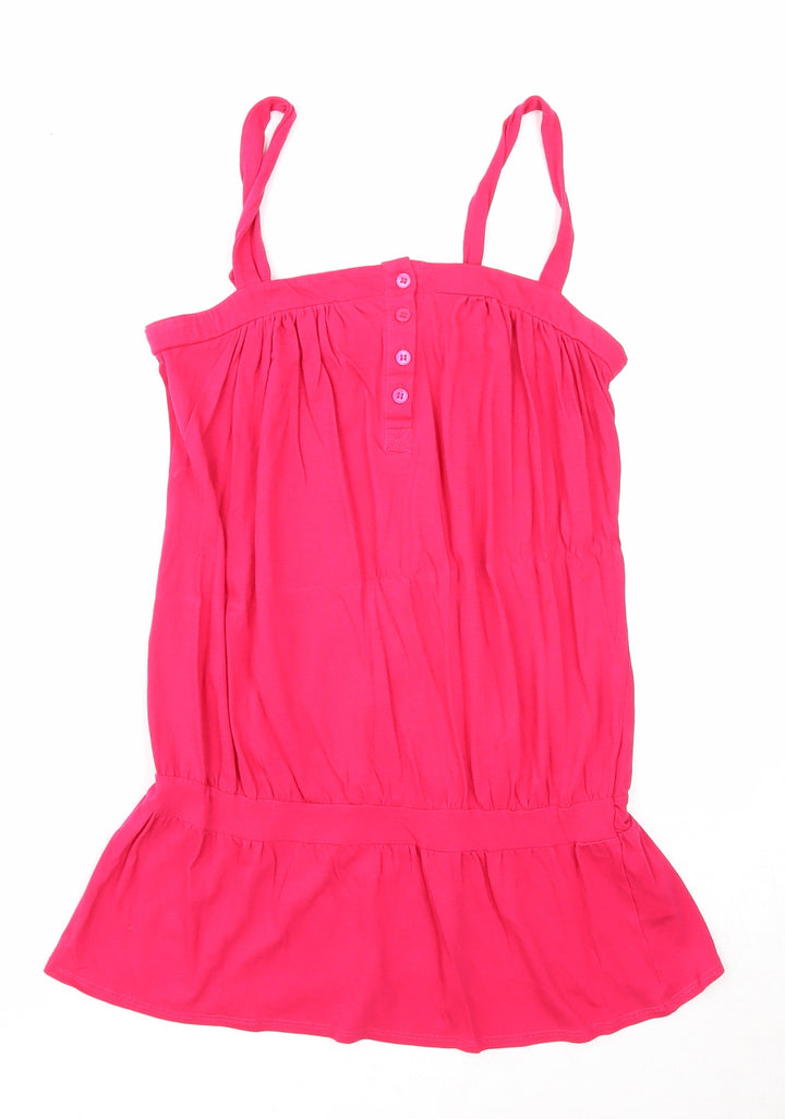 Marks and Spencer Womens Pink 100% Cotton Basic Tank Size 10 Square Neck