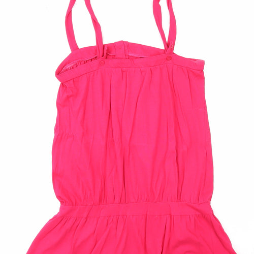 Marks and Spencer Womens Pink 100% Cotton Basic Tank Size 10 Square Neck