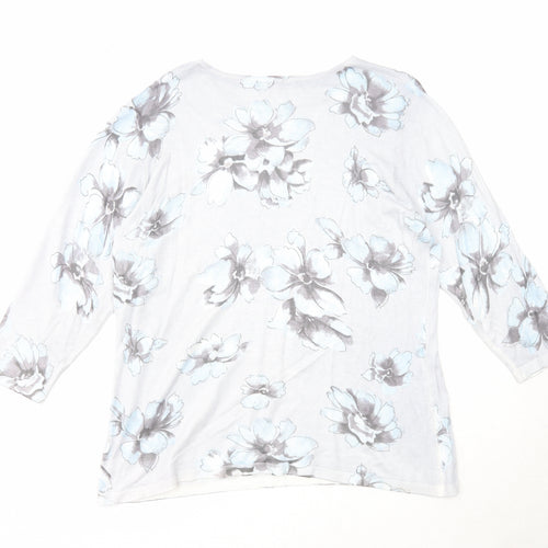 Anna Rose Womens Grey Boat Neck Floral Viscose Pullover Jumper Size XL