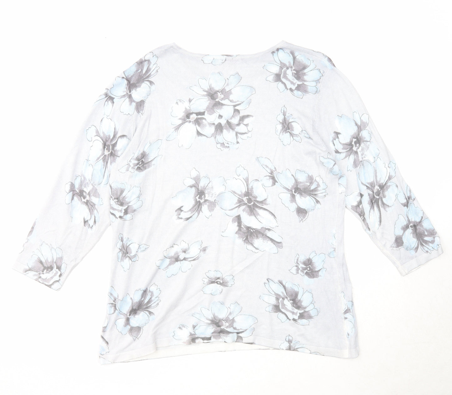 Anna Rose Womens Grey Boat Neck Floral Viscose Pullover Jumper Size XL