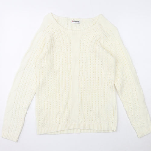 Damart Womens Ivory Boat Neck Acrylic Pullover Jumper Size 10