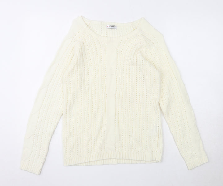 Damart Womens Ivory Boat Neck Acrylic Pullover Jumper Size 10
