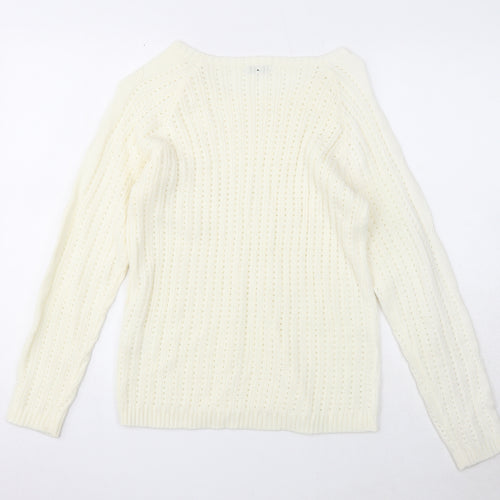 Damart Womens Ivory Boat Neck Acrylic Pullover Jumper Size 10