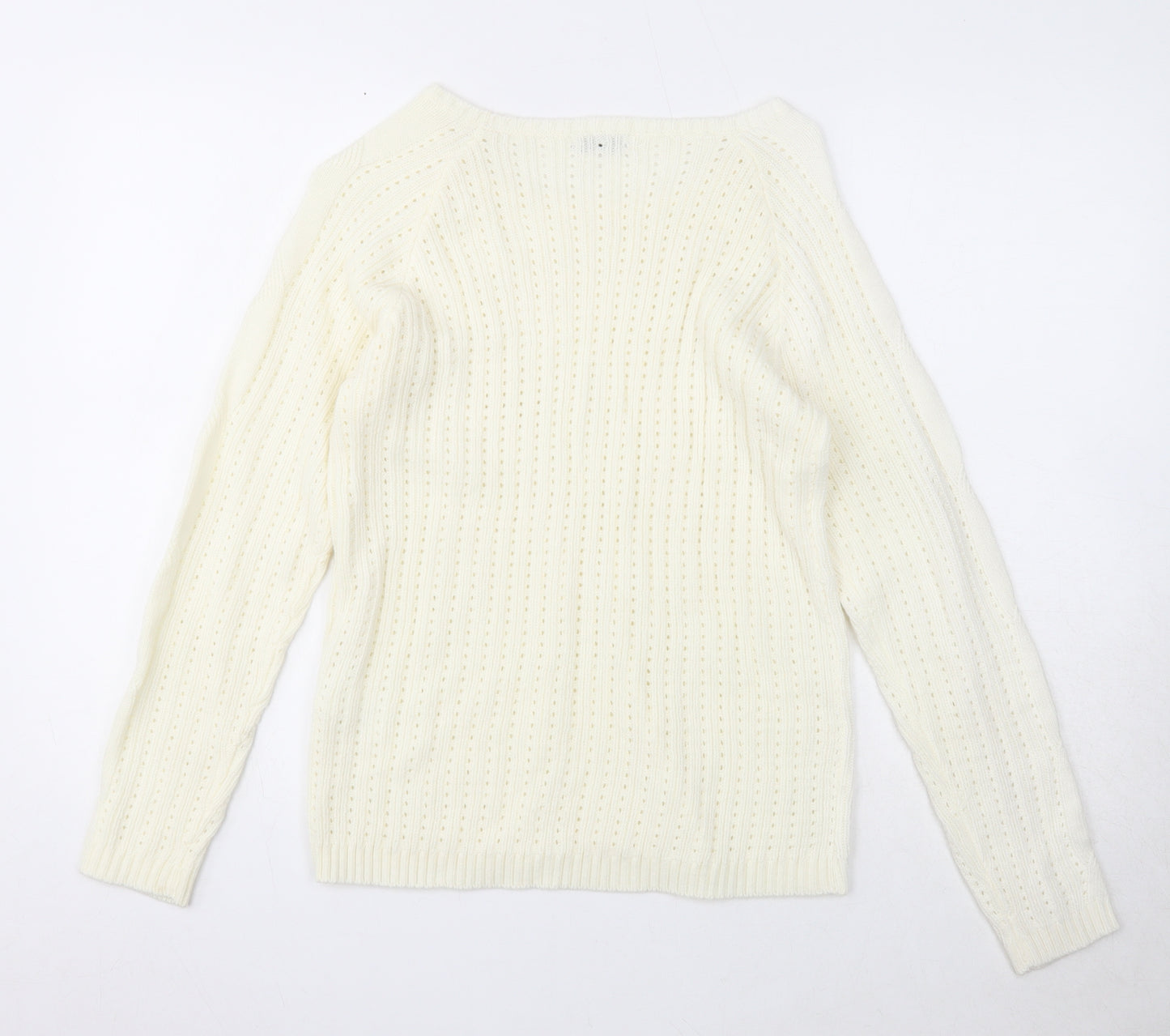 Damart Womens Ivory Boat Neck Acrylic Pullover Jumper Size 10