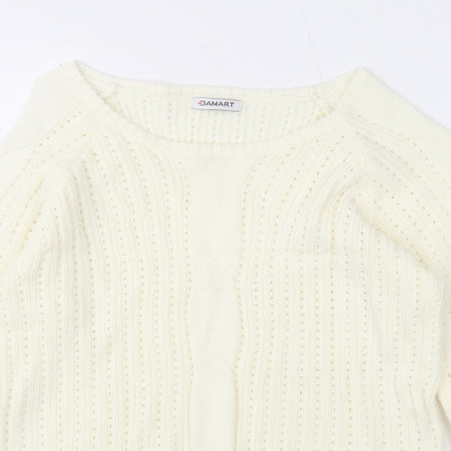 Damart Womens Ivory Boat Neck Acrylic Pullover Jumper Size 10