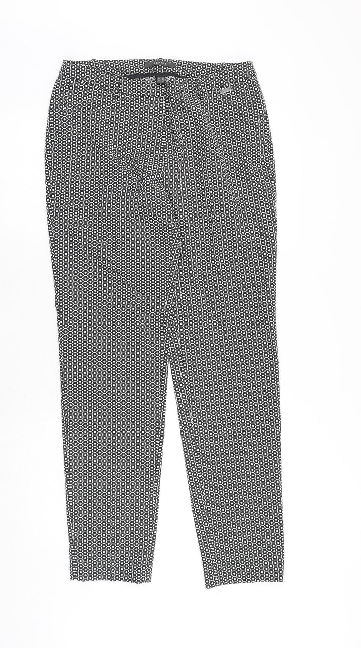 Esprit Womens Black Geometric Polyester Trousers Size 10 Regular Zip