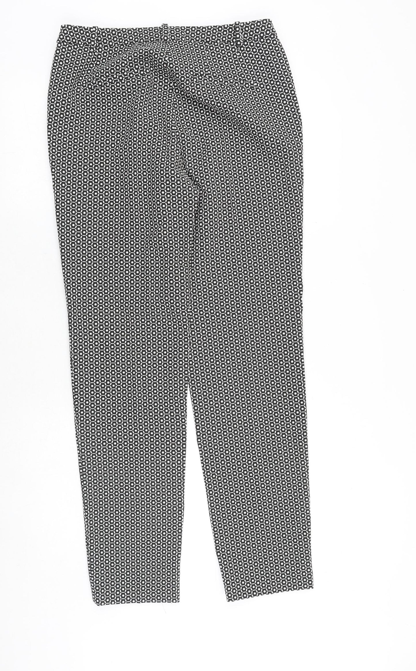 Esprit Womens Black Geometric Polyester Trousers Size 10 Regular Zip