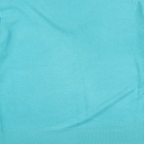 SARAH HAMILTON Womens Blue V-Neck Acrylic Pullover Jumper Size M