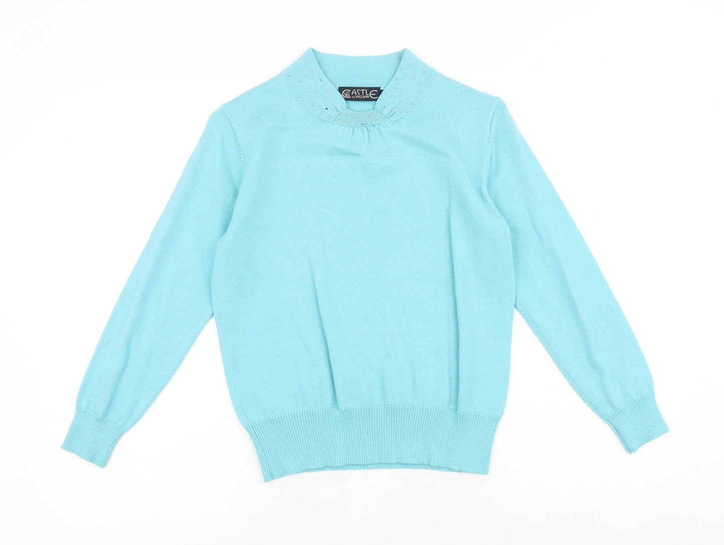 Castle of Ireland Womens Blue Round Neck Acrylic Pullover Jumper Size 12