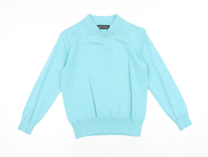 Castle of Ireland Womens Blue Round Neck Acrylic Pullover Jumper Size 12