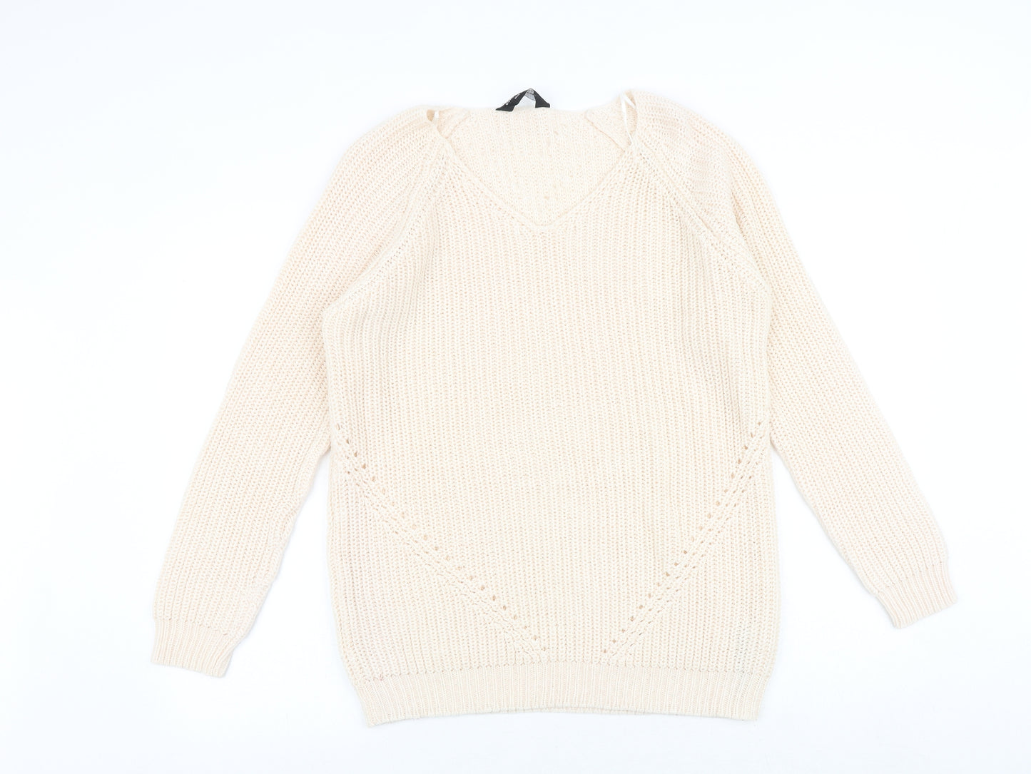 Dorothy Perkins Womens Pink V-Neck Acrylic Pullover Jumper Size 14