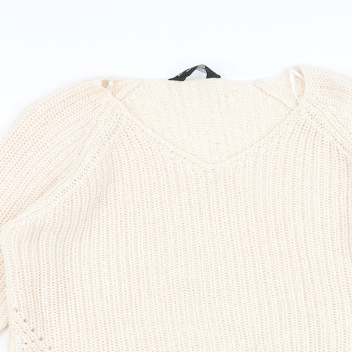 Dorothy Perkins Womens Pink V-Neck Acrylic Pullover Jumper Size 14
