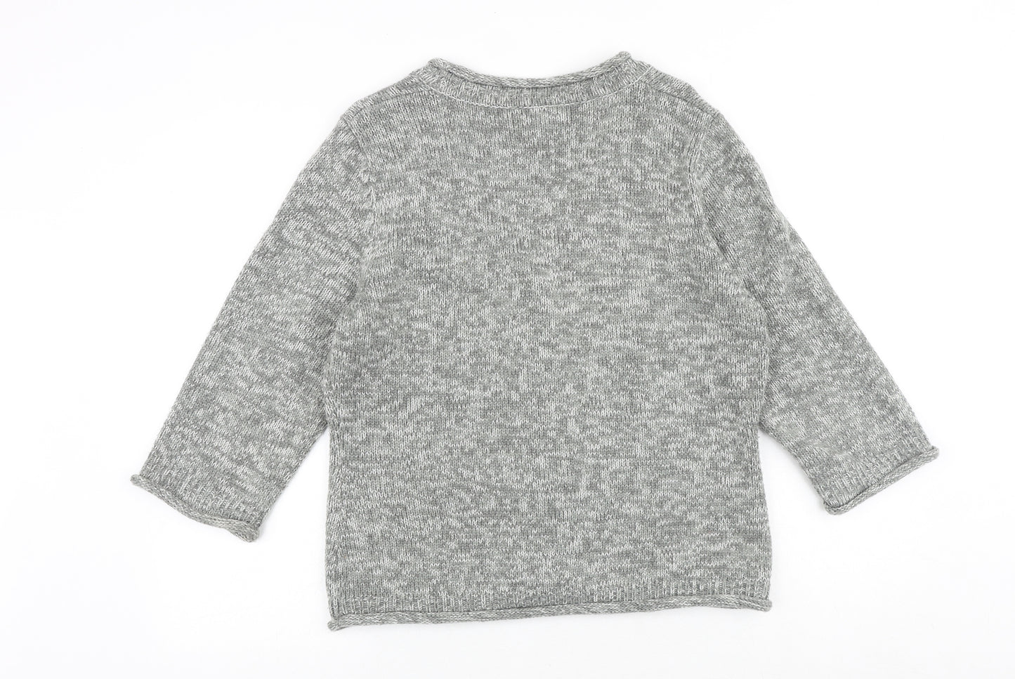 Wallis Womens Grey V-Neck Acrylic Pullover Jumper Size L