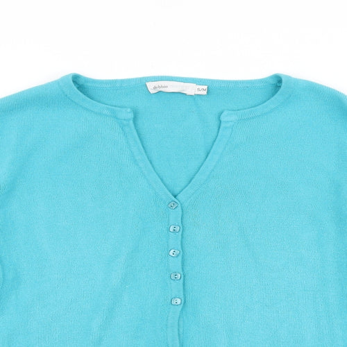 Debbie Morgan Womens Blue V-Neck Acrylic Cardigan Jumper Size S