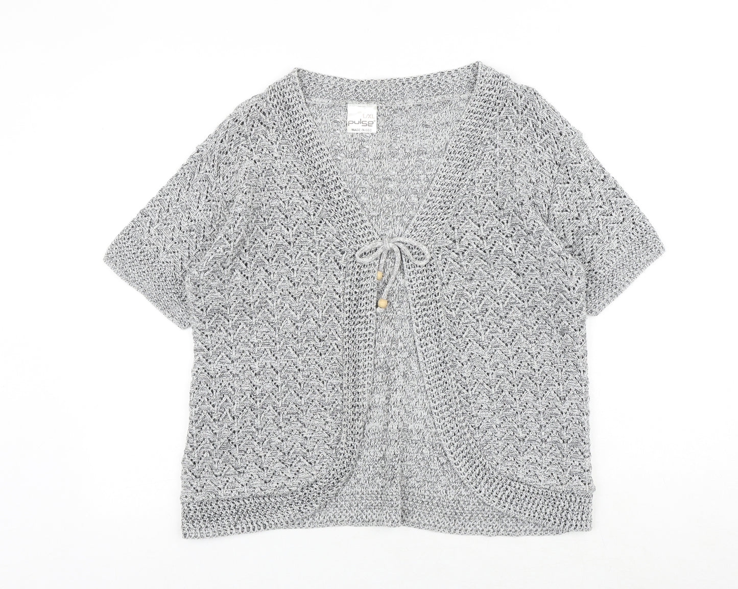Pulse Womens Grey V-Neck Acrylic Cardigan Jumper Size L
