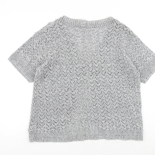 Pulse Womens Grey V-Neck Acrylic Cardigan Jumper Size L