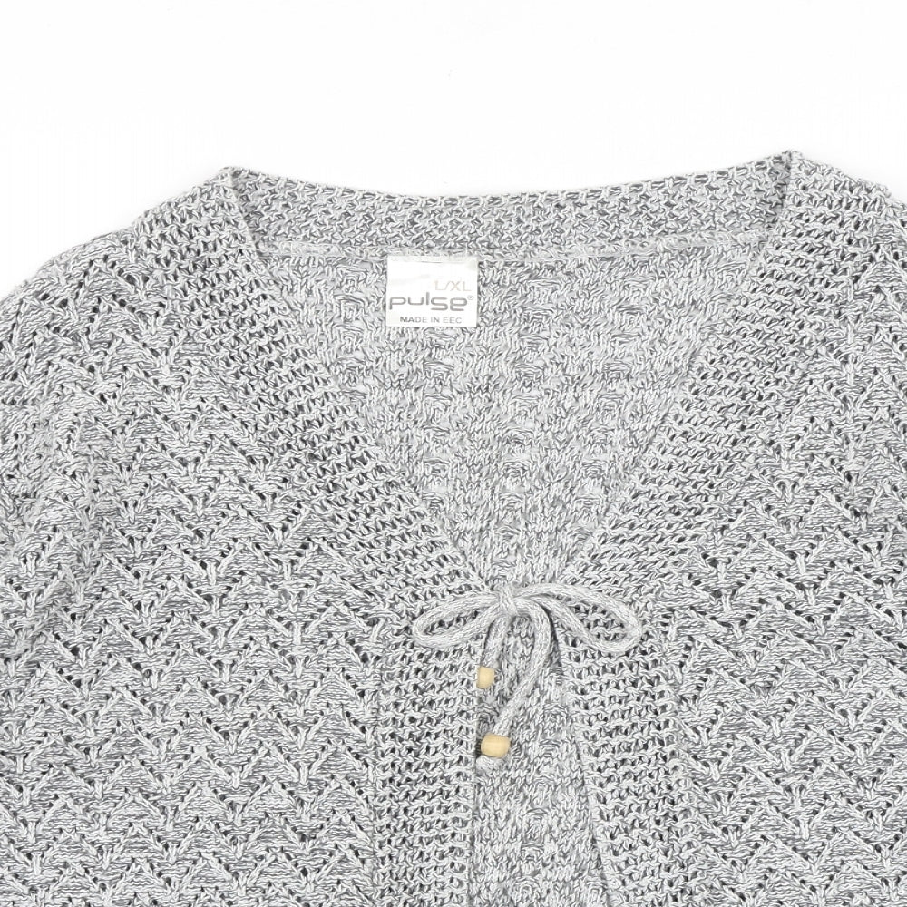 Pulse Womens Grey V-Neck Acrylic Cardigan Jumper Size L