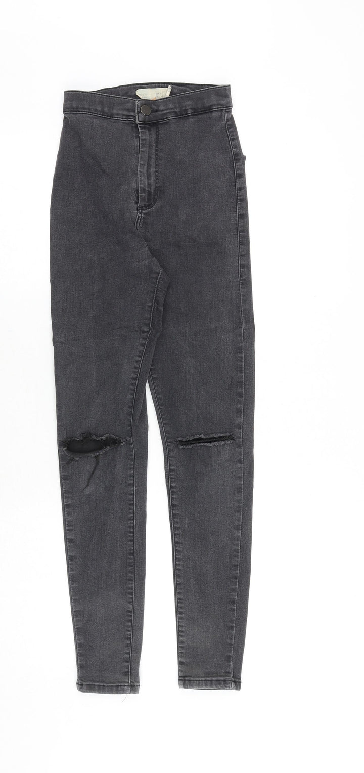 Topshop Womens Black Cotton Skinny Jeans Size 26 in Regular Zip