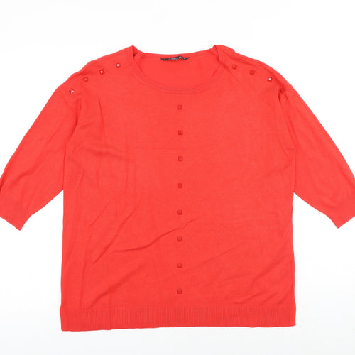 Bonmarché Womens Red Round Neck Viscose Pullover Jumper Size 12