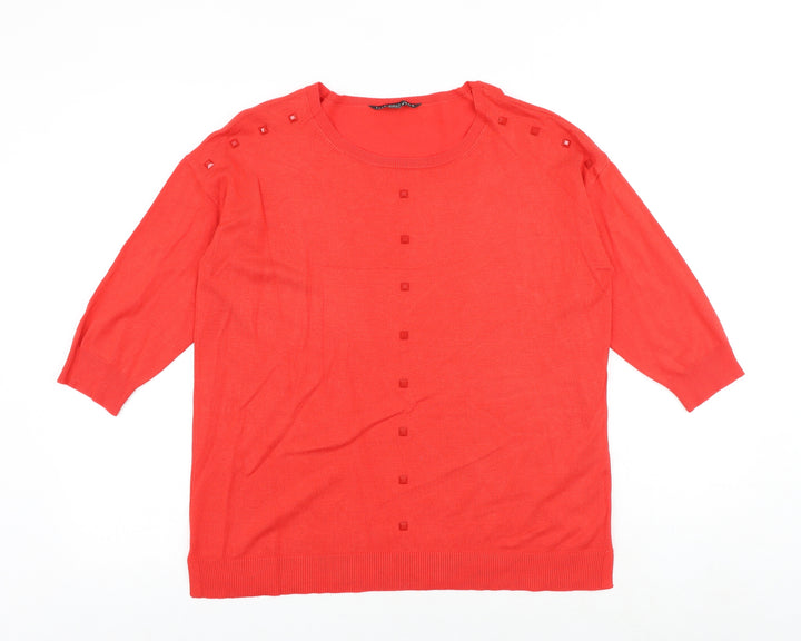 Bonmarché Womens Red Round Neck Viscose Pullover Jumper Size 12