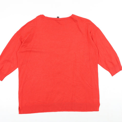 Bonmarché Womens Red Round Neck Viscose Pullover Jumper Size 12