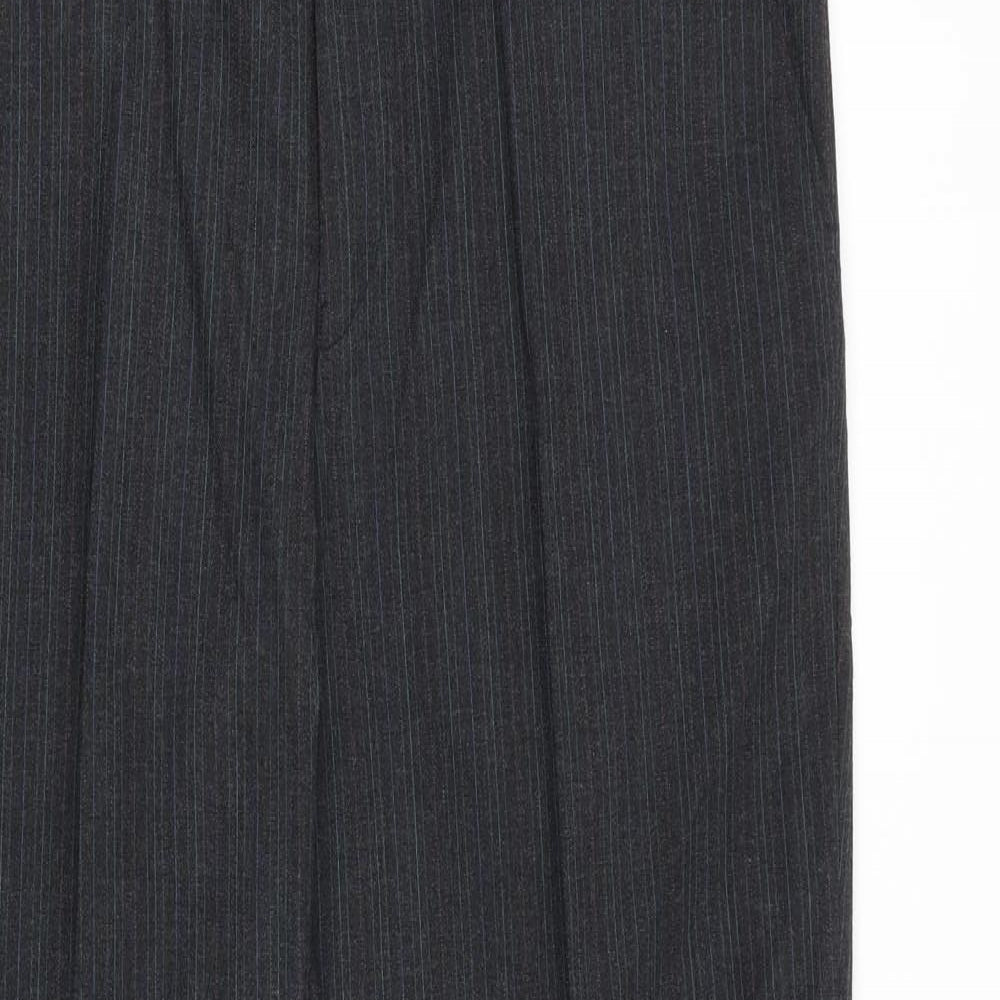 St Michael Mens Grey Striped Polyester Dress Pants Trousers Size 32 in Regular Zip