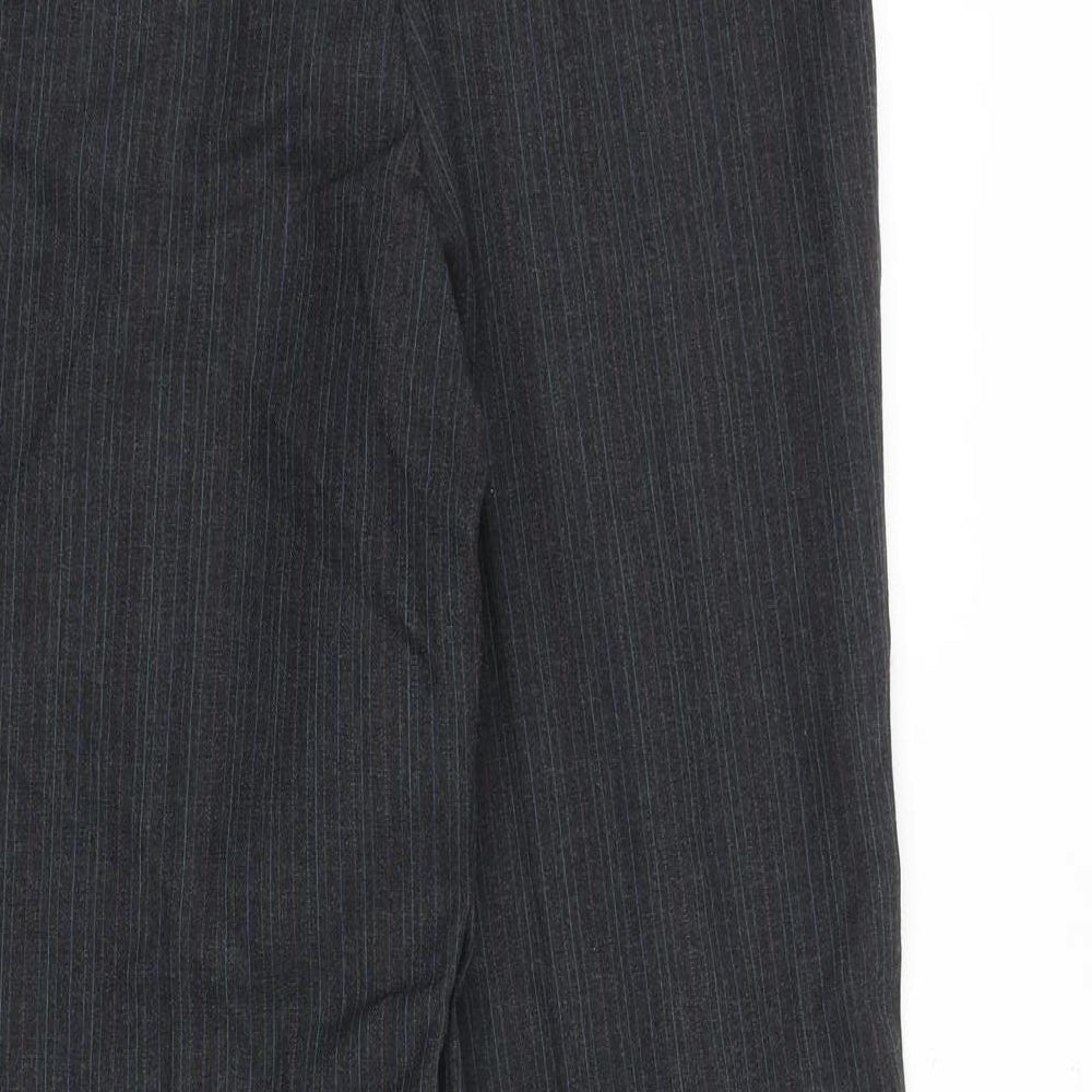 St Michael Mens Grey Striped Polyester Dress Pants Trousers Size 32 in Regular Zip