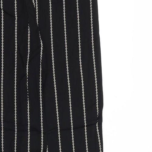 H&M Womens Black Striped Polyester Trousers Size 6 Regular