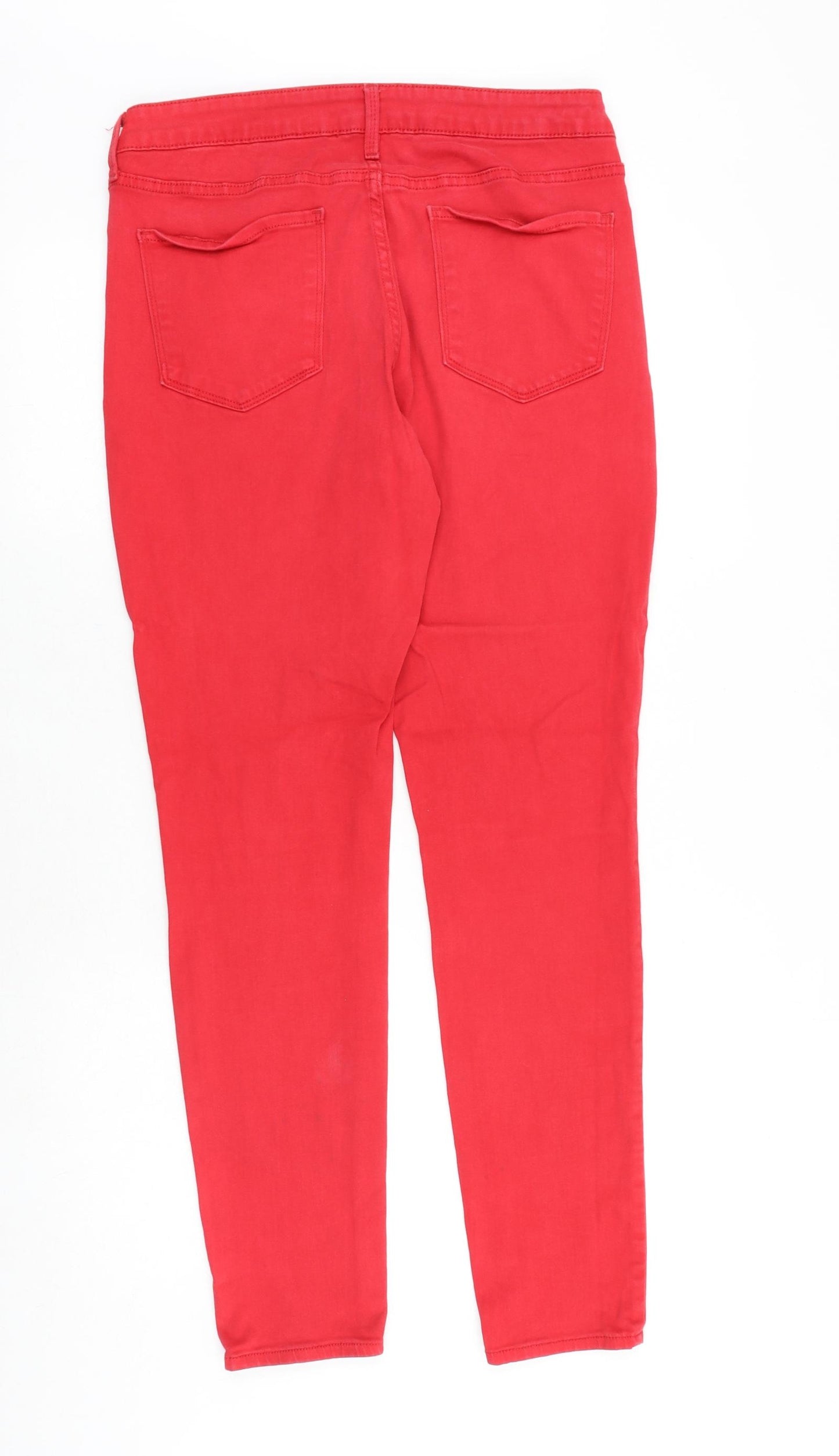 Old Navy Womens Red Cotton Straight Jeans Size 12 Slim Zip