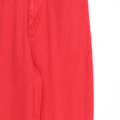 Old Navy Womens Red Cotton Straight Jeans Size 12 Slim Zip