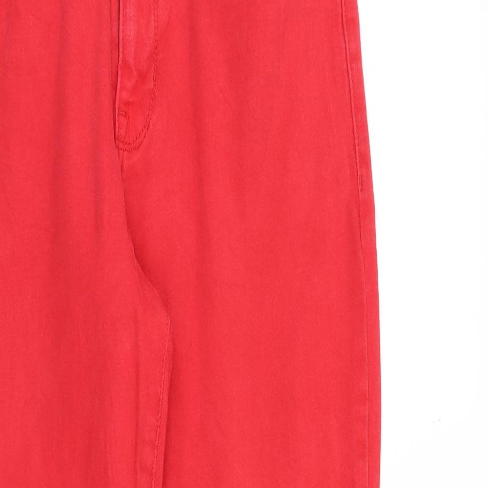 Old Navy Womens Red Cotton Straight Jeans Size 12 Slim Zip