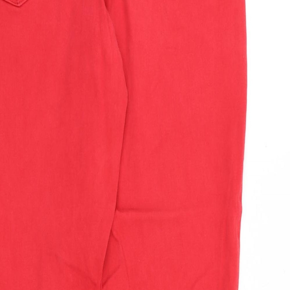 Old Navy Womens Red Cotton Straight Jeans Size 12 Slim Zip