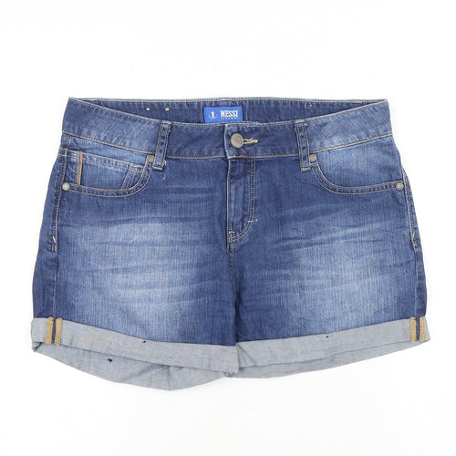 Messi Jeans Womens Blue 100% Cotton Hot Pants Shorts Size 35 in Regular Zip