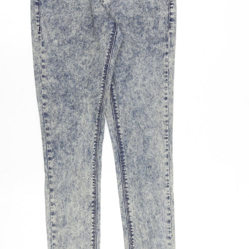 Topshop Womens Blue Cotton Skinny Jeans Size 28 in Regular Zip