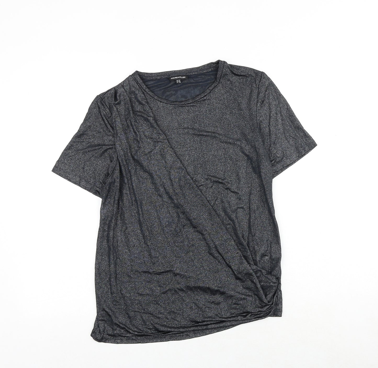 Warehouse Womens Grey Polyester Basic T-Shirt Size 10 Round Neck