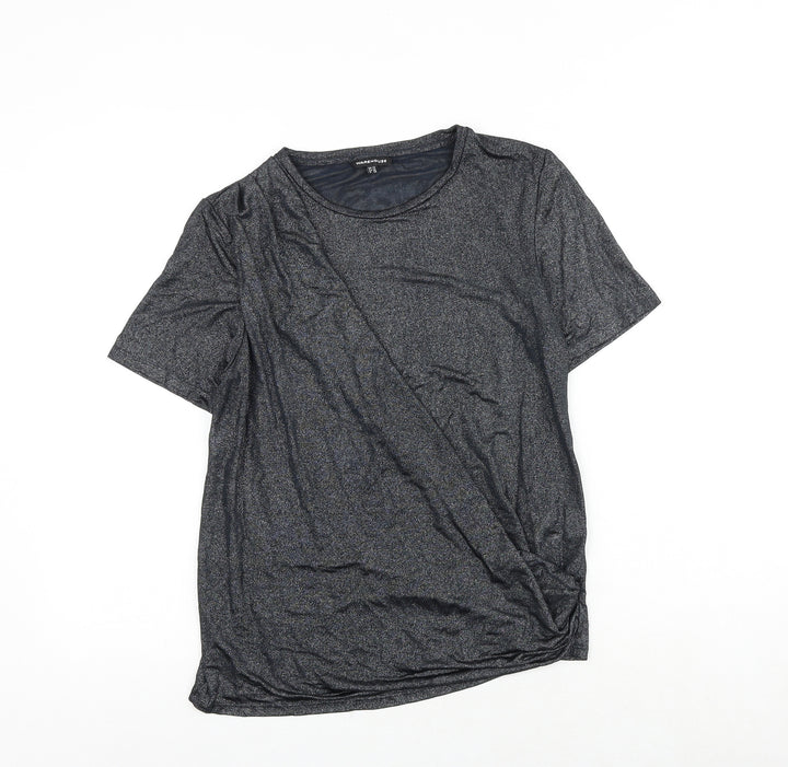 Warehouse Womens Grey Polyester Basic T-Shirt Size 10 Round Neck