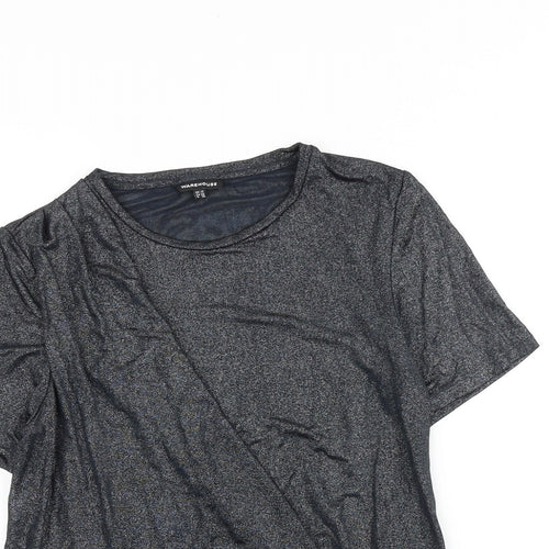 Warehouse Womens Grey Polyester Basic T-Shirt Size 10 Round Neck