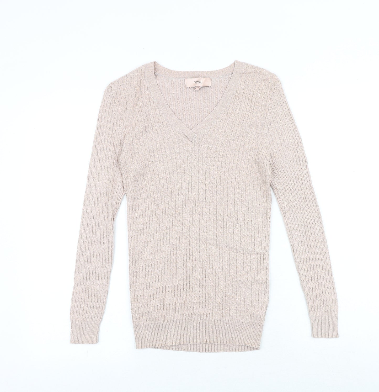 NEXT Womens Pink V-Neck Viscose Pullover Jumper Size 12