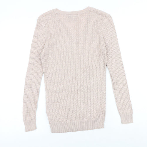 NEXT Womens Pink V-Neck Viscose Pullover Jumper Size 12