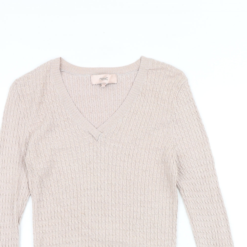 NEXT Womens Pink V-Neck Viscose Pullover Jumper Size 12