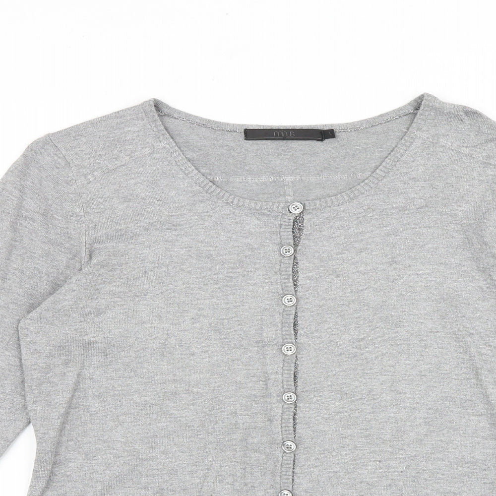 Minus Womens Grey Round Neck Viscose Cardigan Jumper Size L